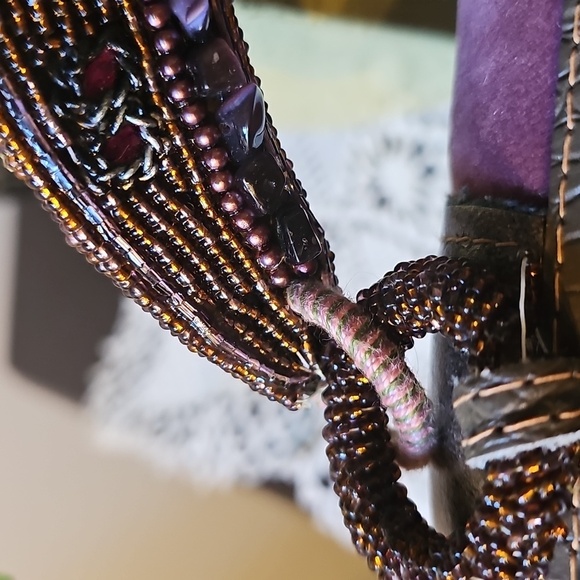 Vintage Mary Frances Stone Embellished Pink and Brown Women's Evening Clutch - Picture 4 of 16